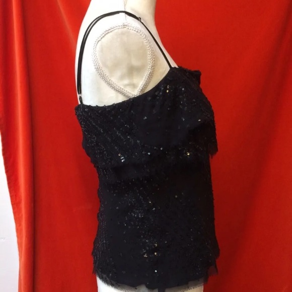 NWT ABS Allen Schwartz layered sequin camisole black small neiman marcus - Picture 3 of 6